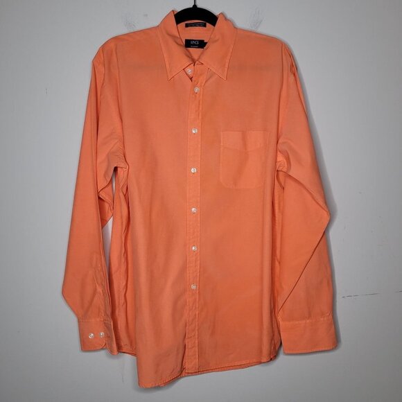 Lincs Silk Blend Peach Coral orange long sleeve Button up Mens Size large - Picture 13 of 13